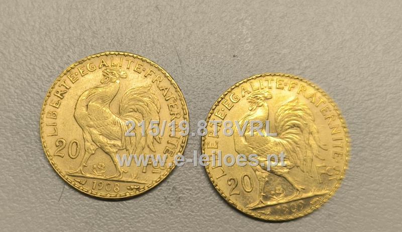 2 moedas de ouro de 20 Francos