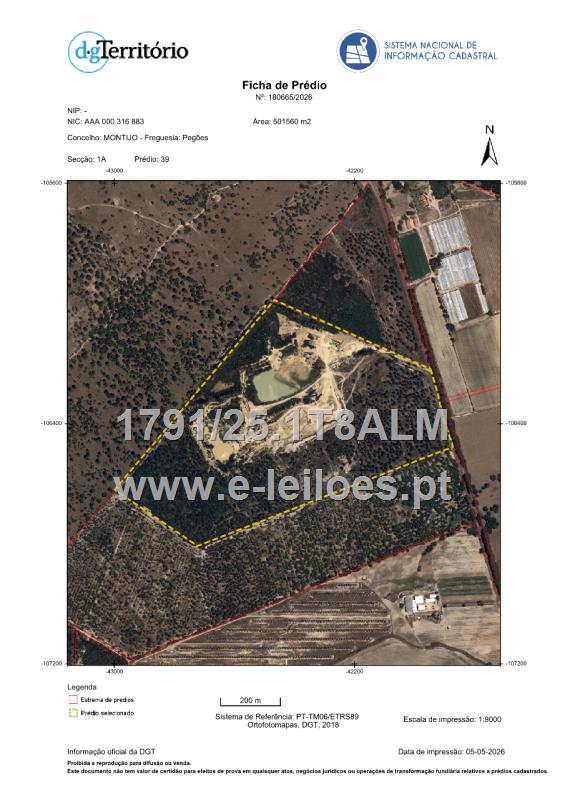 Prédio rústico, com área de 500000 m2, situado no Pontal, Pegões, Montijo