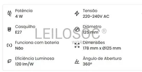 Fotografia 2 de 7: LAMPADA JanaTech 4W LED G95 2200K